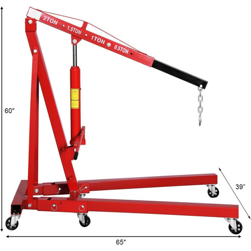 2 Ton Hydraulic Folding Engine Crane Stand Hoist Lift Jack Workshop Adjustable 1
