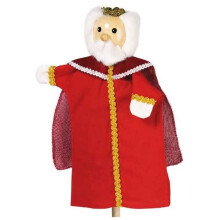 King wooden and fabric puppet - Mixed - Red - For children aged 3 and over