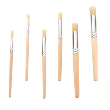 6 PCS Oil Painting Brush Round Wooden Handle Hard Hair Set Paint Brush Pier Pen Professional Art Cleaning Brush