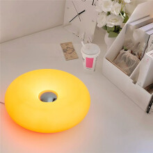 Table Lamp USB Plug Bedroom Bedside Lamp Living Room Dining Room Decoration Donut Ambient Light WHITE