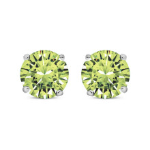 Jewelco London Ladies Sterling Silver Peridot Cubic Zirconia 4 Claw Solitaire Stud Earrings 5mm 1.00ct - RD5PER