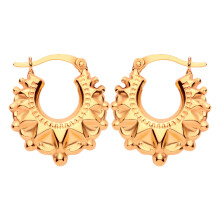 Jewelco London Ladies Gold-plated Sterling Silver Round Victorian Gypsy Spike Creole Earrings Medium - ER202G