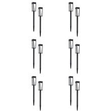 12-Pack Zonne-Padverlichting voor Buiten, Glazen Metalen Led-Tuinverlichting, 3000K Warm Wit Waterdicht voor de Tuin