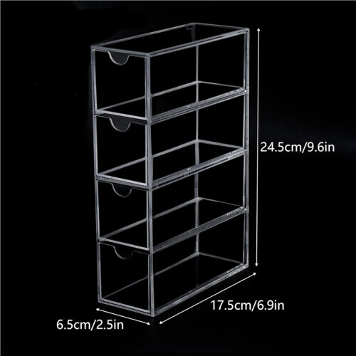 3X Washi Tape Organizer, 4 Drawers Stackable Plastic Washi Tape Box Organizer Storage, Clear Storage Drawers