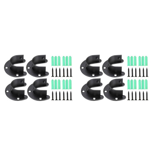 8PCS Closet Rod Brackets Support Flange Holders with Screws U Shaped Wardrobe Bracket Pole Socket End Caps for 32mm Rods