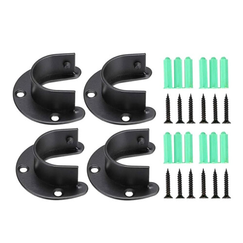 8PCS Closet Rod Brackets Support Flange Holders with Screws U Shaped Wardrobe Bracket Pole Socket End Caps for 32mm Rods 1