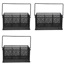 3X Panier de Rangement à Couverts avec 4 Compartiments, Organisateur de Porte-Couverts en Maille Parfait pour la Maison, la Cuisine, les Fêtes, le