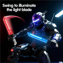 2X Red and Luminous Double Sword Toy, 2-in-1 Stretchable Light Sabers for Kids, Role Cosplay Battle Toy