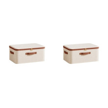 2X Foldable Linen Storage Box with Lid - Large Capacity Dustproof Organizer for Home 30x20x14cm