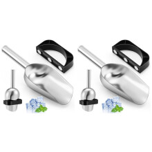 2X Ice Scoop with Magnetic Scoop Holder for GE Opal 2.0 Nugget Ice Makers, 9 Inch Stainless Steel Silver Scooper