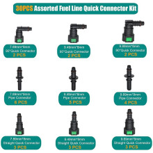 60pcs Fuel Quick Connector Set,Fuel Repair Kit Hose Release Connect Fitting SAE 7.89mm 9.49mm 9.89mm to ID 8mm