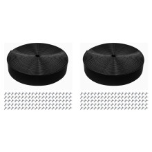 2X Vinyl Straps for Patio Chair Repair Kit 2in Wide 20 Ft Long Replacement Straps 40 Rivets Black