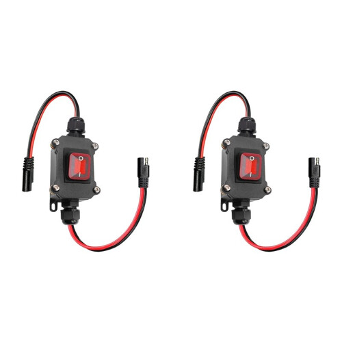 2X  12V Inline Toggle  SAE Cable, 12AWG /Off Quick Connect Disconnect, IP67 Waterproof for Solar Panel, RV