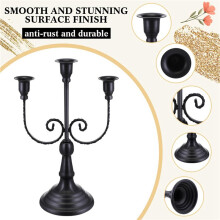 2 Pcs 3 Arm Metal Candelabra Candlestick Holders Tall Candlestick Holders Gothic Candle Holder for Home Wedding Church