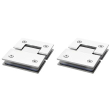 2X 304 Stainless Steel Door Hinge - 180 Degree Bilateral Clip for Shower Glass B