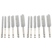 12PCS 8-19mm Drill Wire Brush Hexagonal Rod Deburring Pipe Brush Set Nylon 1/4 Inch Drill Cleaning Wire Brush