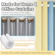 28 Pack EVA Foam Curtain Spacers - 85 mm White Curtain Shaper for Drapes, Fits to 1.57 Inch Rod Diameter