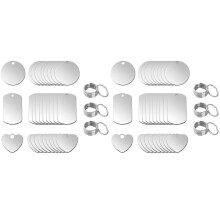 DOPENSPI 60 Pcs Stainless Steel Stamping Blanks Tag Pendants with Key Rings for DIY Crafts