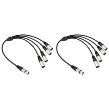 2X 3Pin XLR 1 Female to 4 Male Y Splitter Audio Cable,4Way-1 XLR Single Input to Four Output Parallel Connection Cable