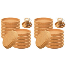 24-Pack Round Cork Coasters (10 cm) - Extra-Thick Cork Coasters with Raised Edges - Reusable, for Home, Restaurants