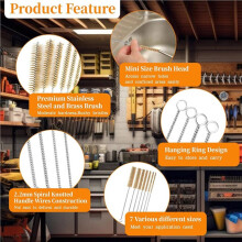 Brass Wire Brush Set 18pcs Tube Cleaning Brush 12 Inch Round Wire Brushes Kit Bore Brush Metal Bristle Cleaning
