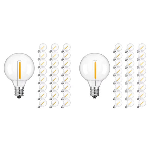 50PCS Low Voltage G40 DC12V Led Light Bulbs 1W E12 Plastic Replace Bulb for Off-Grid Solar String Light Camping RV