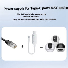 3X POE to USB C Power Converter,Ethernet to Type C 5V 2.4A 12W Charging Adapter for Security Cameras