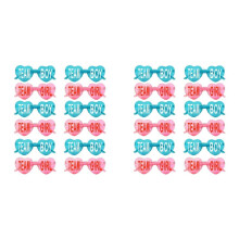 24Pcs Gender Reveal Glasses Frameless Sunglasses Team Girl and Boy Baby Shower Decor for Gender Reveal Party