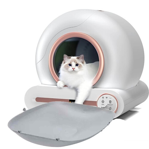 2pc Automatic Intelligent Cat Litter Box, Cat Toilet Bottom Support Mat, Cat Litter Accessories Box, Cat Litter Box Mat 2