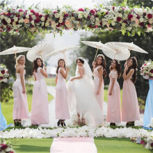 24PCS Paper Parasol Wedding Umbrella Party Favor 40cm Bamboo Umbrellas for Bridal Shower Centerpieces Photo Props DIY