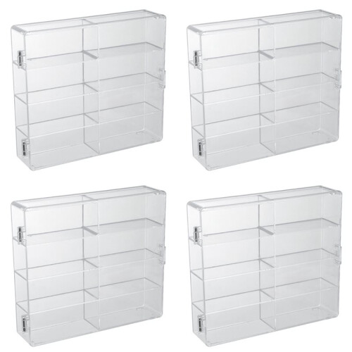 4X Car Display Box, 1:64 Scale, Suitable for Car Model Toys, 8-Compartment Shelf, Dustproof, Stackable Car Storage Box 1