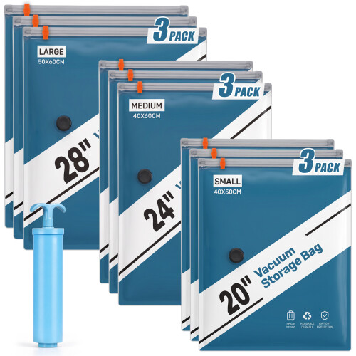 Vacuum Storage Bags 9 Pack Space Saver Clothes