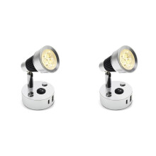 2X 12V LED Wall Lamp for Versatile Indoor Lighting in Black and Silver with USB-A and USB-C Switches 3000-3500K