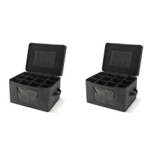 2X Weinglas-Aufbewahrungsbox mit Deckel, Hartschalen-Stielglasbehälter mit 12 Fächern, Glaswaren-Verpackungsbox
