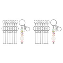 16Pcs Beadable Keychain Bars Beadable Blanks DIY Bead Bar Keychain Kit DIY Keychain Accessories for Women Men DIY C