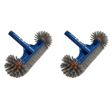 2X Cabezal de Cepillo para Piscina con Extremos Redondos, Cepillo de 13 Pulgadas para Limpiar las Paredes de la Piscina, Cepillo con Clip EZ Azul.