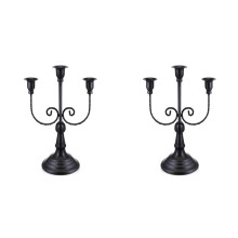 2 Pcs 3 Arm Metal Candelabra Candlestick Holders Tall Candlestick Holders Gothic Candle Holder for Home Wedding Church