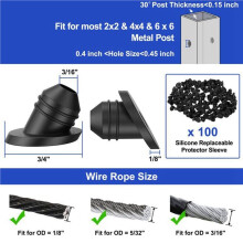 200 Stuks 30 Graden Kabelleuning Rubberen Ringetjes voor 1/8 Inch 5/32 Inch 3/16 Inch Kabels Metalen Kabelleuningpalen, Mouwen Ringetjes