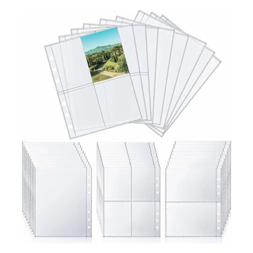 A5 Binder Pockets, 60 Pcs 6 Holes Card Sleeves for 6- Notebook, Waterproof PVC Inserts 1