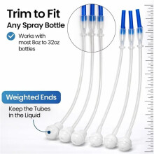 12-Pack Universal Fit 360Spray Bottle Adapter, Weighted Tube Replacement for Sprayers, Universal Connector