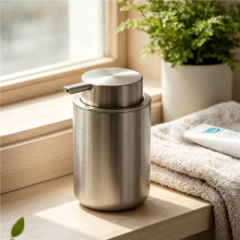 2X Stainless Steel Soap Pump Easy to Press Liquid Hand Soap Dispenser Stainless Steel Lotion Dispenser Silver