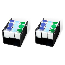2X 3-Scheiben-Etikettenspender für Rollen mit Aufkleberetiketten, Verstellbarer Etikettenhalter Aus Acryl, Aufkleberspender, Schwarz