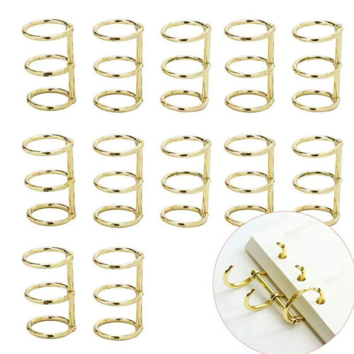 36 Pcs 3  Book Rings Leaf Binders Office Book Rings Snap Split Hinged 20mm Inner Diameter Book  Gold