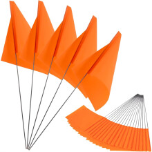 100Pack Fluorescent Orange Marking Flags,15x4x5inch Yard Flags for Lawn & Irrigation & Landscape & Sprinkler & Survey