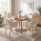 (Off-White, Set of 4) Corduroy Dining Chairs with Wooden Legs - GOEURVANT 1