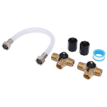 RV Water Heater Bypass Kit, Brass PVC Winterizing System with 12 Inch Hose, 1/2 Inch NPT