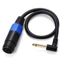 Speakon Female to 6.35mm 1/4" Mono 90 Degree Angled Cable - 8.0 Pure Copper 0.6 Sqmm for Pro Audio & DJ Equipment A
