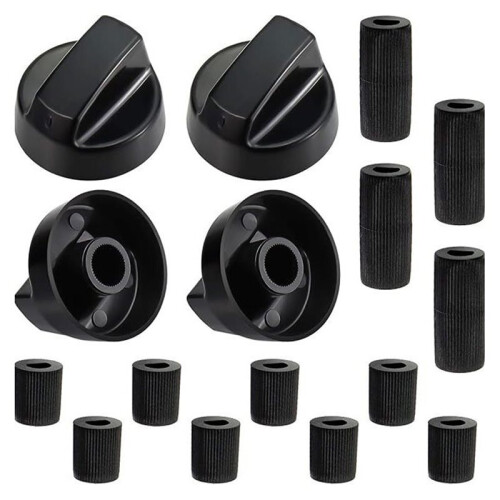 4-Piece Universal Control Knob Replacement Kit with 12 Adapters Compatible with Ovens/Stovetops/Range Universal Knobs A