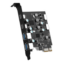 10Gbps PCIE Expansion Card 4- 2X Type-C, with Internal Type E and 19 Pin USB Header, USB PCIE Card for Desktop PC