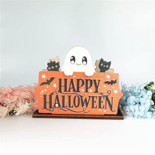 and Cat Wood Napkin Holder for Table, Happy Halloween Decor 1